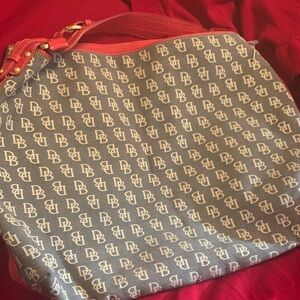 Dooney & Bourke Monogram Gray and Red Shoulder Bag